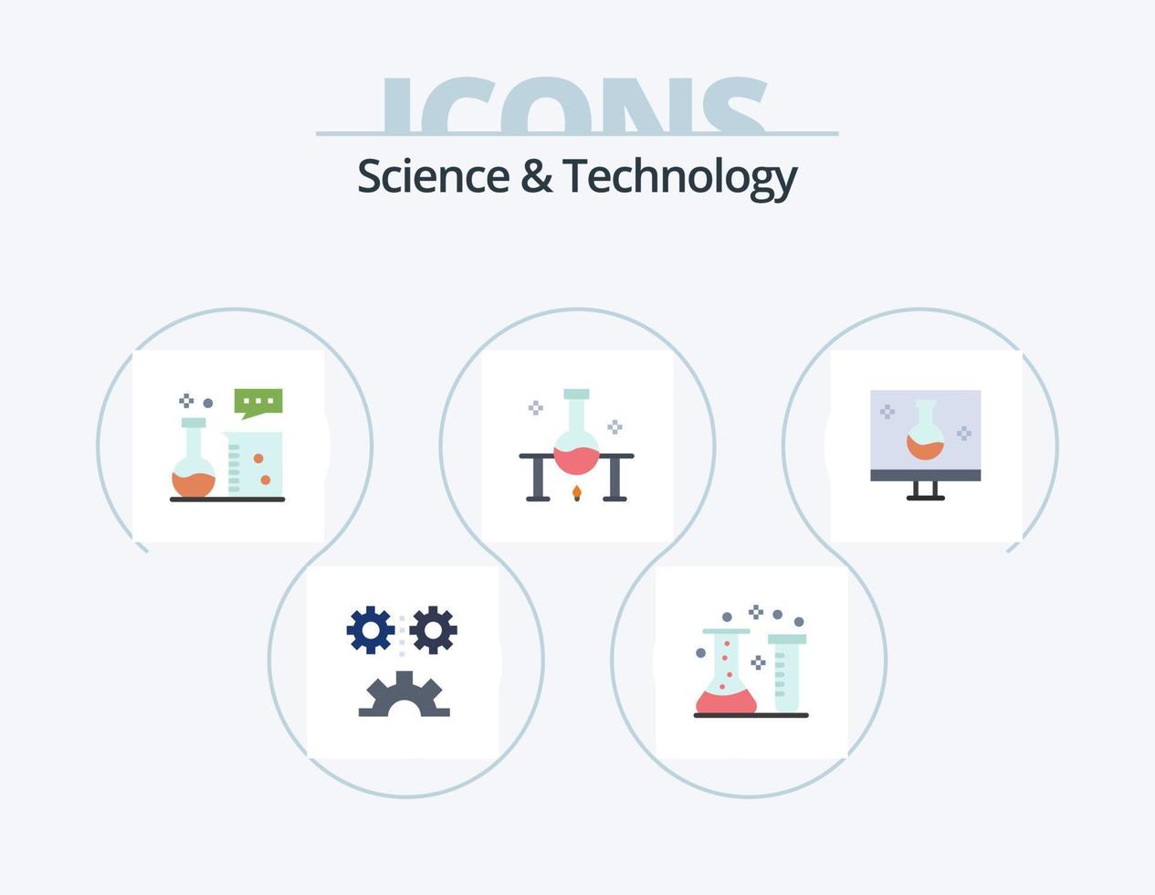 paquete de iconos planos de ciencia y tecnología 5 diseño de iconos. ciencia. laboratorio. laboratorio Quimico. laboratorio de ciencia. Laboratorio de química vector