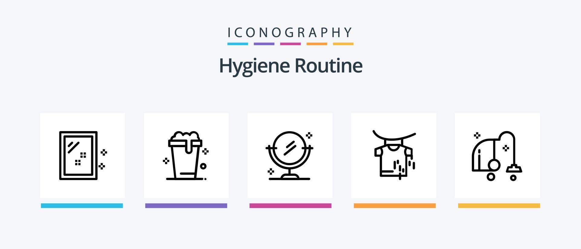Hygiene Routine Line 5 Icon Pack Including cleaning. time. glass. cleaning. glass. Creative Icons Design vector
