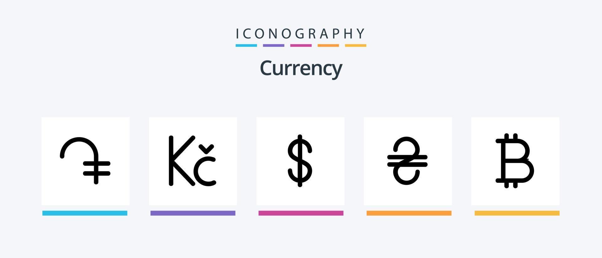 Currency Line 5 Icon Pack Including currency. georgian. generic money. georgia. lari. Creative Icons Design vector