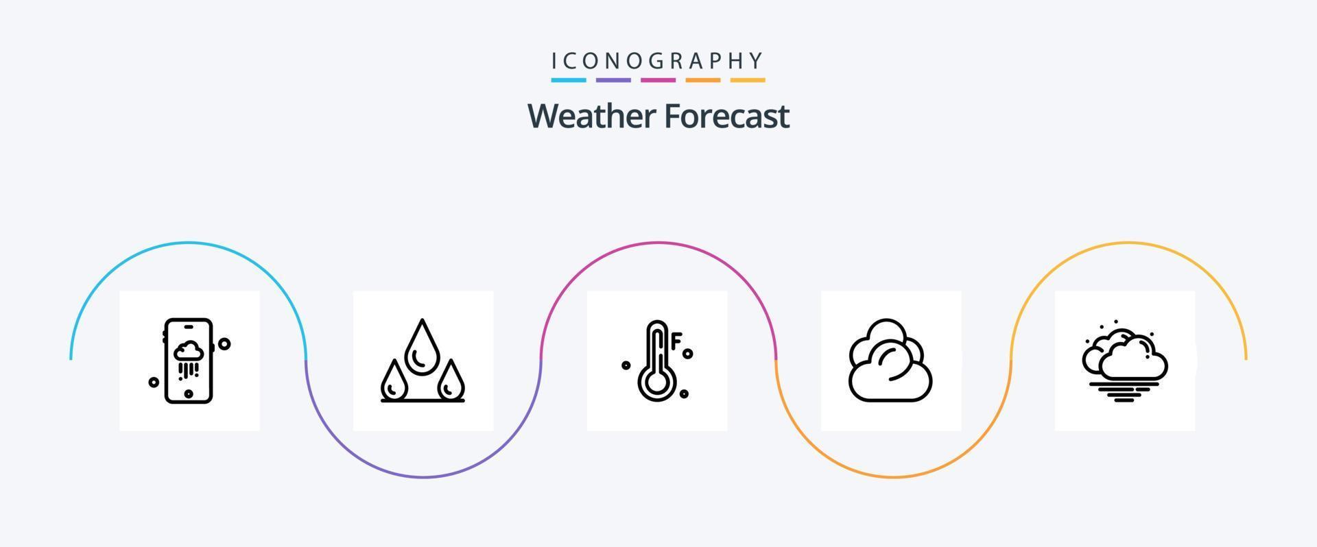 paquete de iconos de la línea meteorológica 5 que incluye . clima. clima. cálido. almacenamiento vector