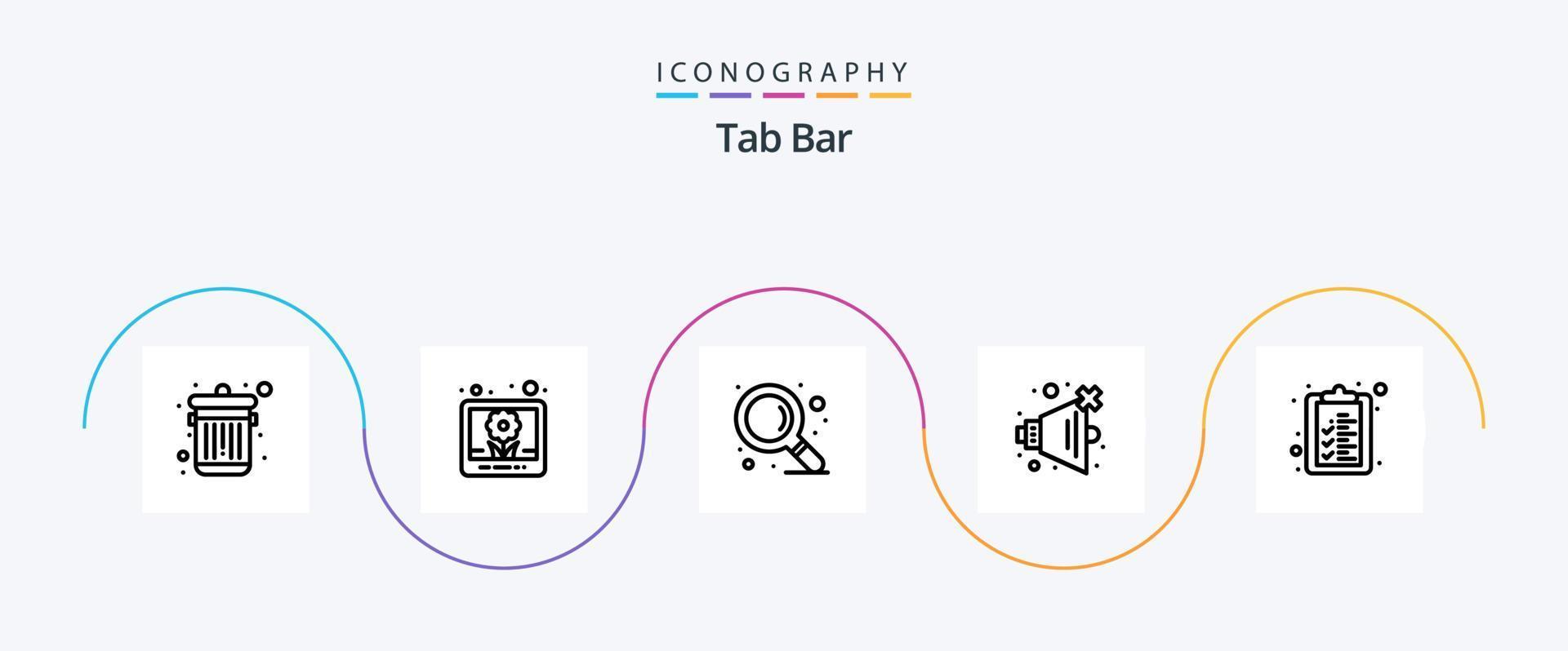 Tab Bar Line 5 Icon Pack Including . zoom. list. check list vector
