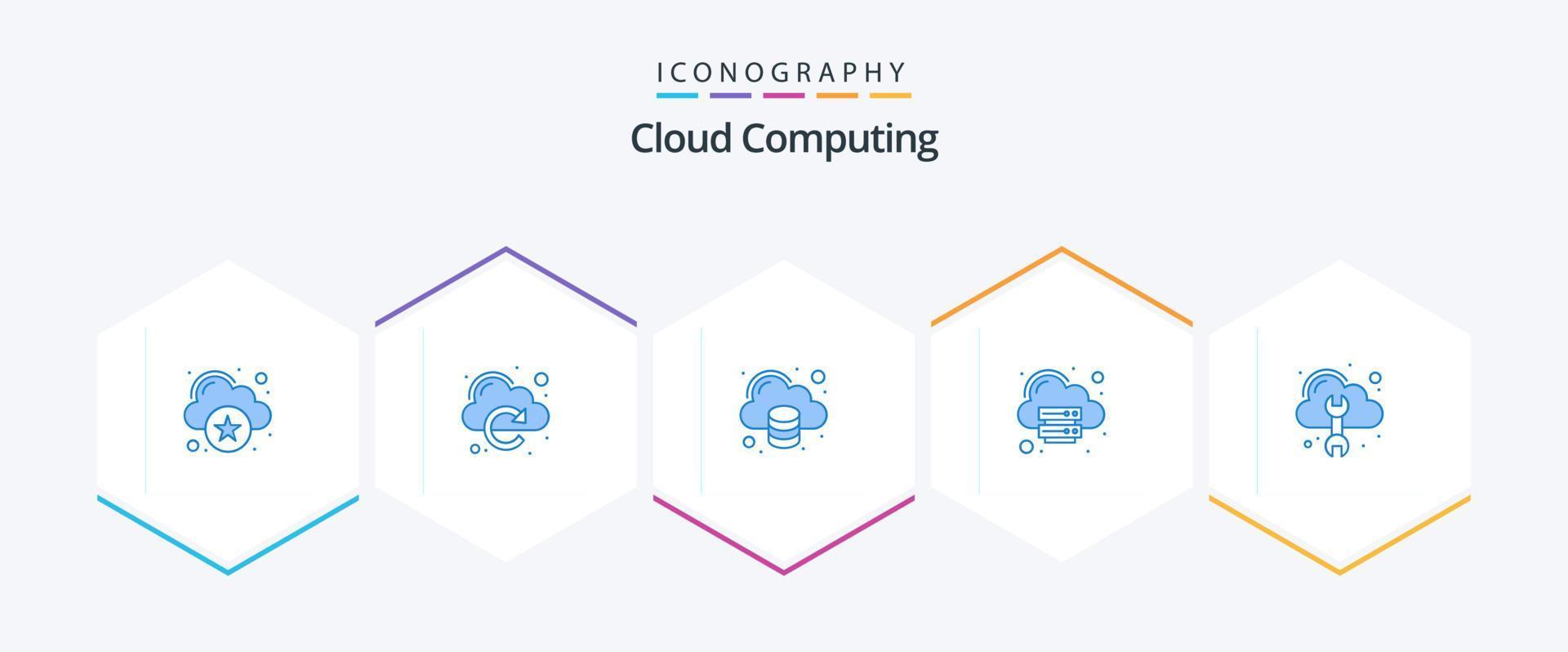 Cloud Computing 25 Blue icon pack including config. cloud. storage. cloud vector