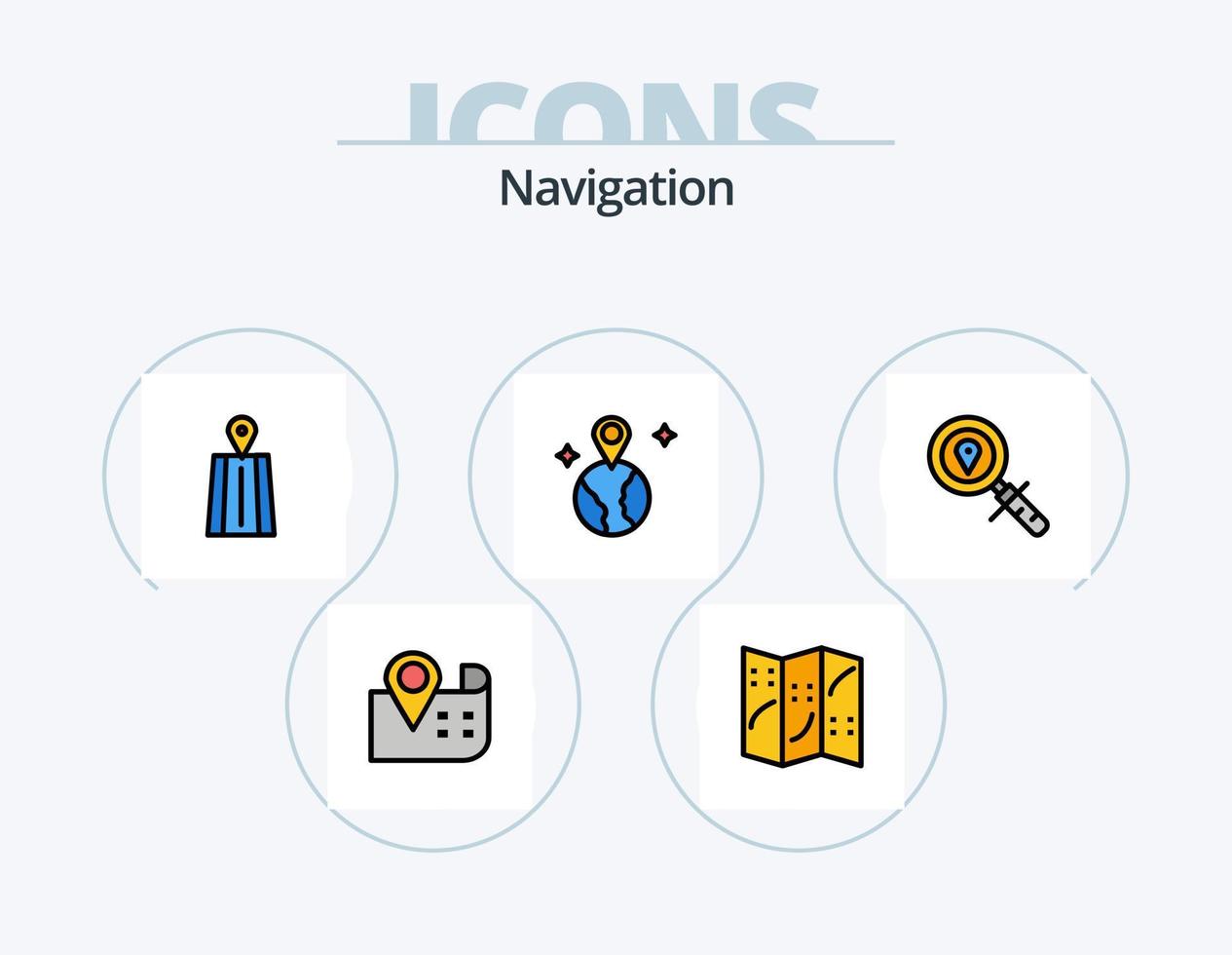 Navigation Line Filled Icon Pack 5 Icon Design. target. arrow. pin. watch. pin vector