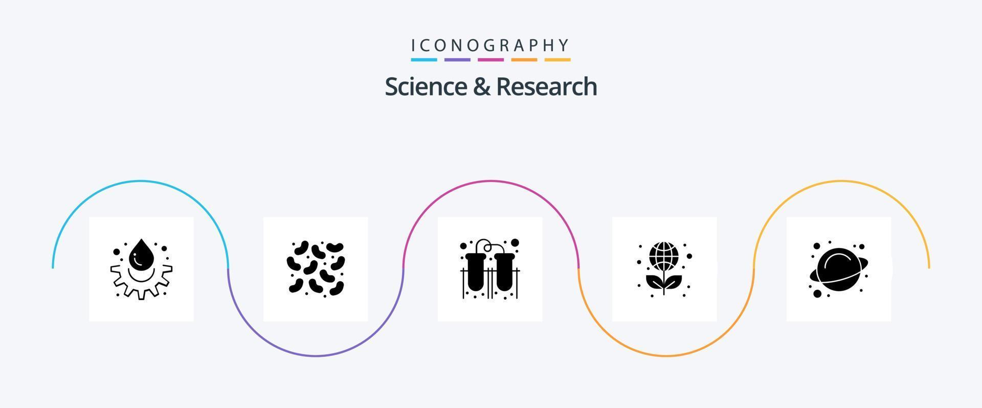 Science Glyph 5 Icon Pack Including space. rotation. laboratory. science. globe vector