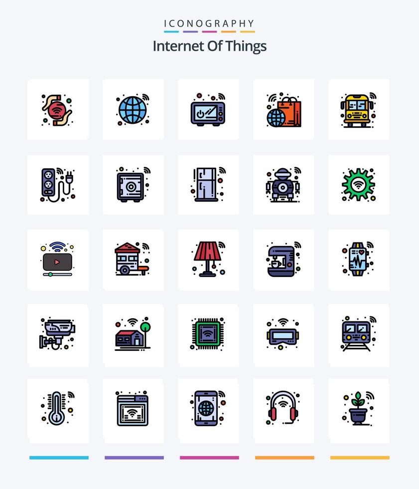 Creative Internet Of Things 25 Line FIlled icon pack  Such As smart. bus. cooking. smart. retail vector