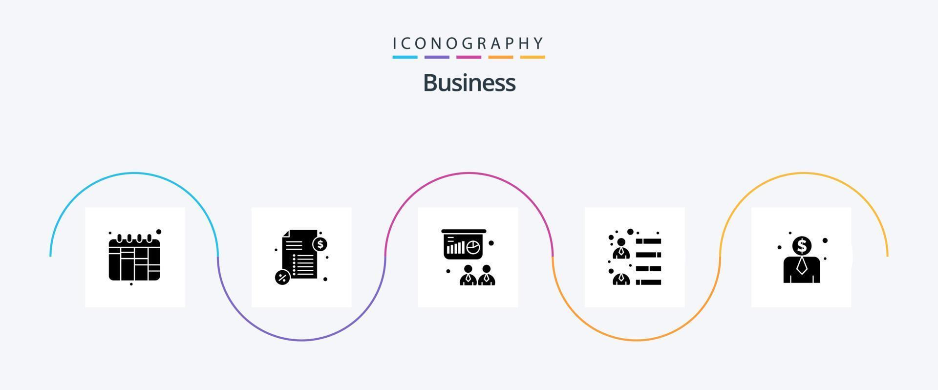 Business Glyph 5 Icon Pack Including . employee salary. training. employee cost. growth vector