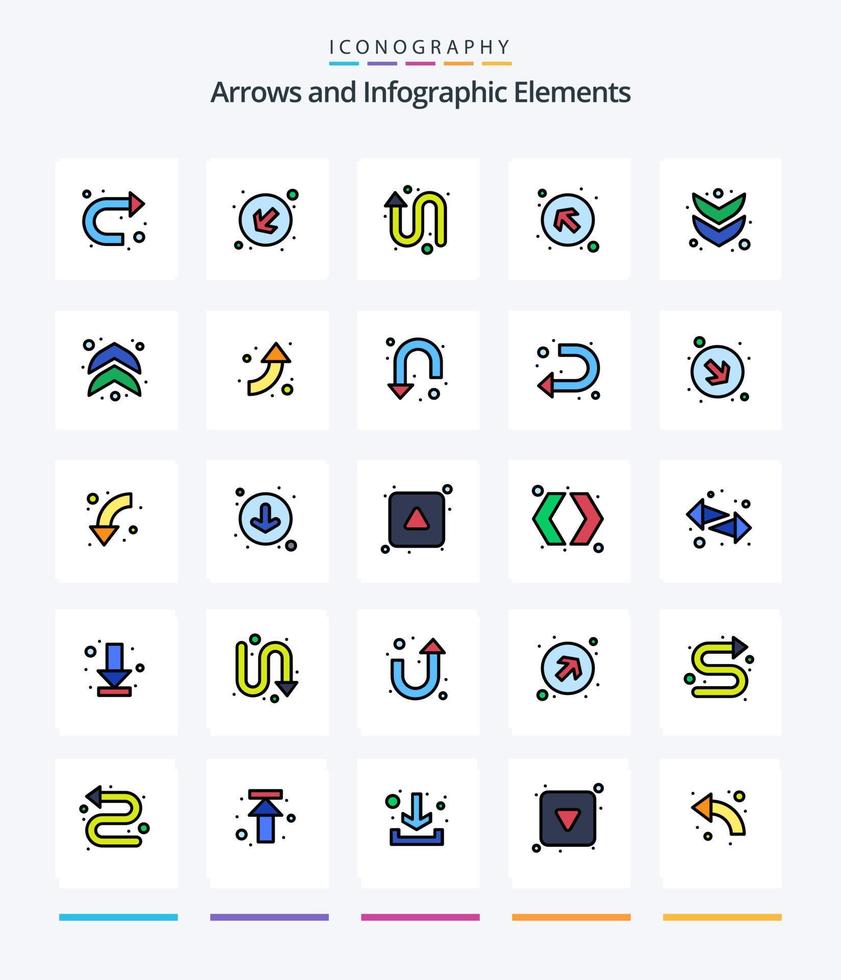 paquete de iconos rellenos de 25 líneas de flecha creativa, como flecha. flechas flechas flecha. abajo vector