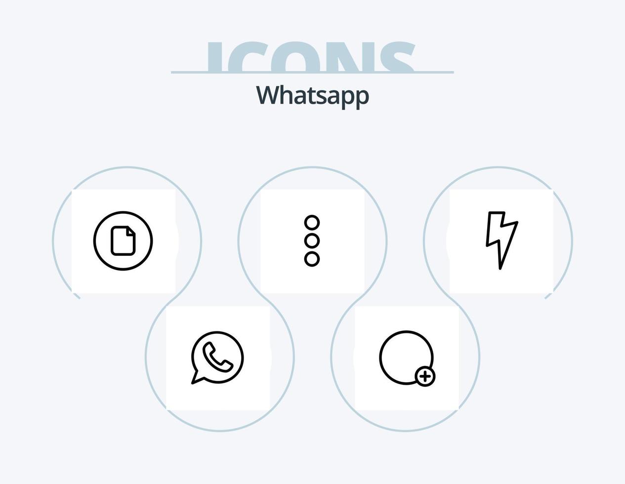 paquete de iconos de línea whatsapp 5 diseño de iconos. tiempo. básico. fuerza. agregar. adjuntar vector