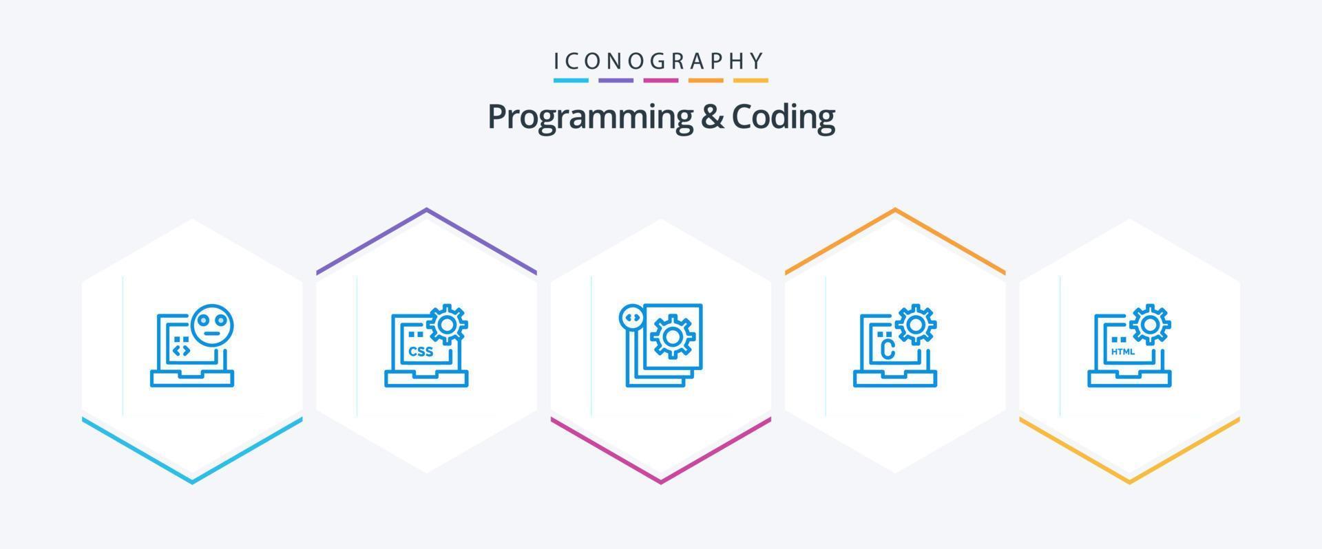 Programming And Coding 25 Blue icon pack including coding. c. develop. programming. development vector