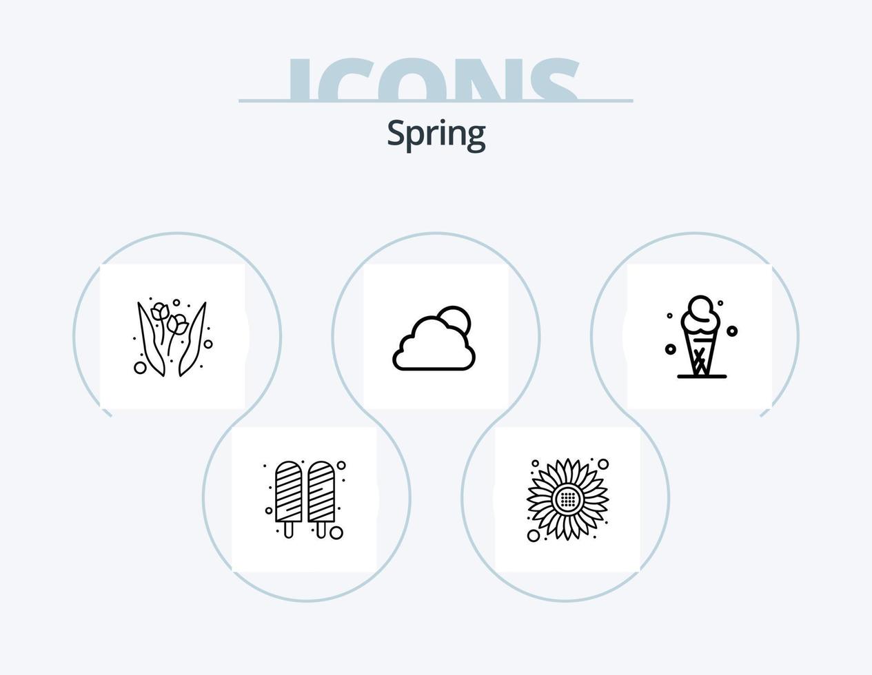 Spring Line Icon Pack 5 Icon Design. leaf. rain. beans. plant. garden vector