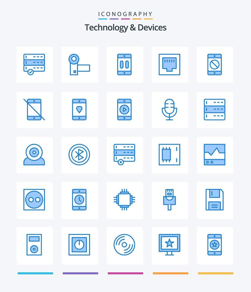 Creative Devices 25 Blue icon pack  Such As device. port. cellphone. ethernet. pause vector