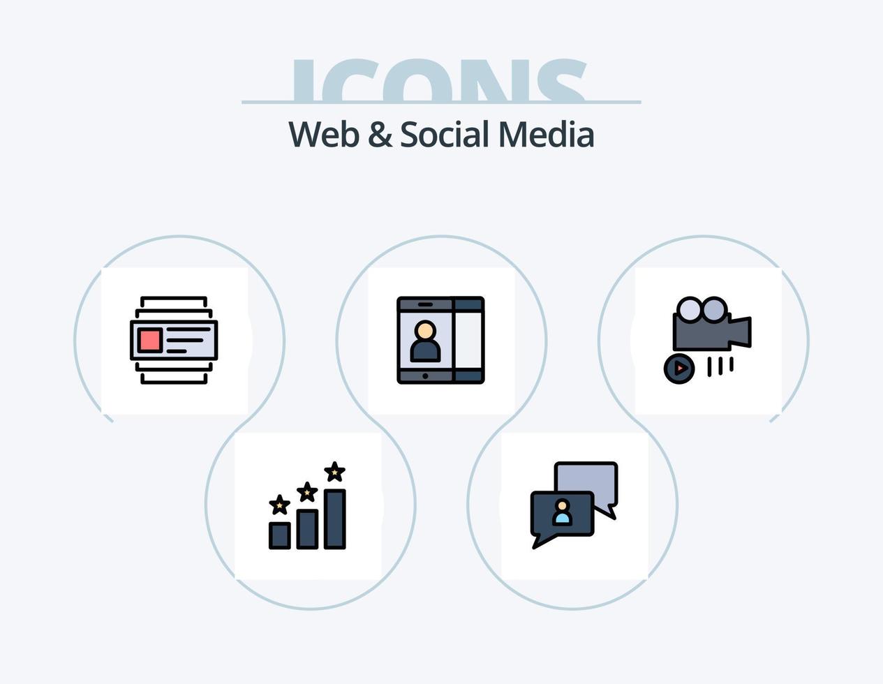 Web And Social Media Line Filled Icon Pack 5 Icon Design. star. rank . chat . vector