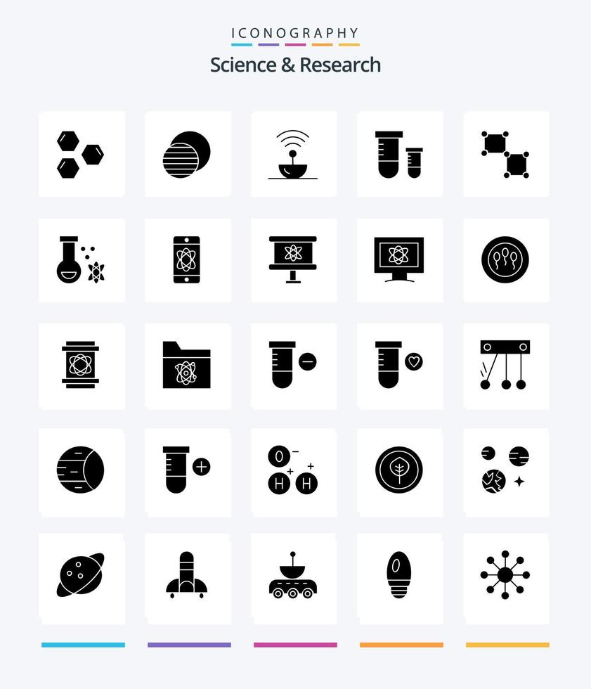 Creative Science 25 Glyph Solid Black icon pack  Such As space. s. sun. potion. signal vector