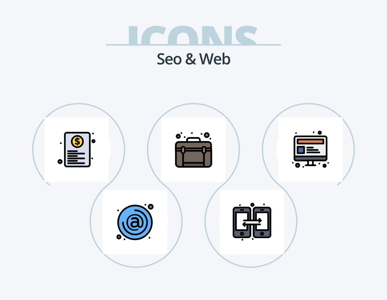 Seo and Web Line Filled Icon Pack 5 Icon Design. human. businessman. global security. map. web vector