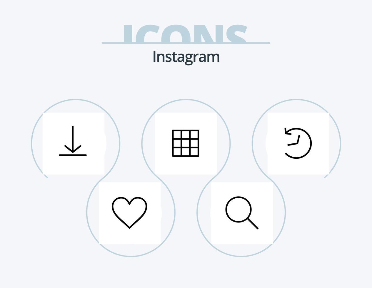 diseño de iconos del paquete de iconos de línea de instagram 5. línea de tiempo instagram. conjuntos galería. ahorrar vector