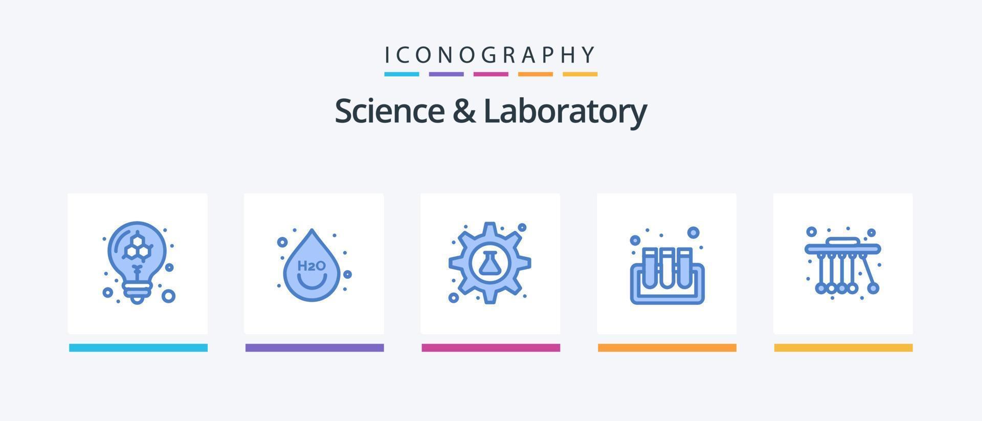 Science Blue 5 Icon Pack Including physics. test tubes. cog. test. tube. Creative Icons Design vector