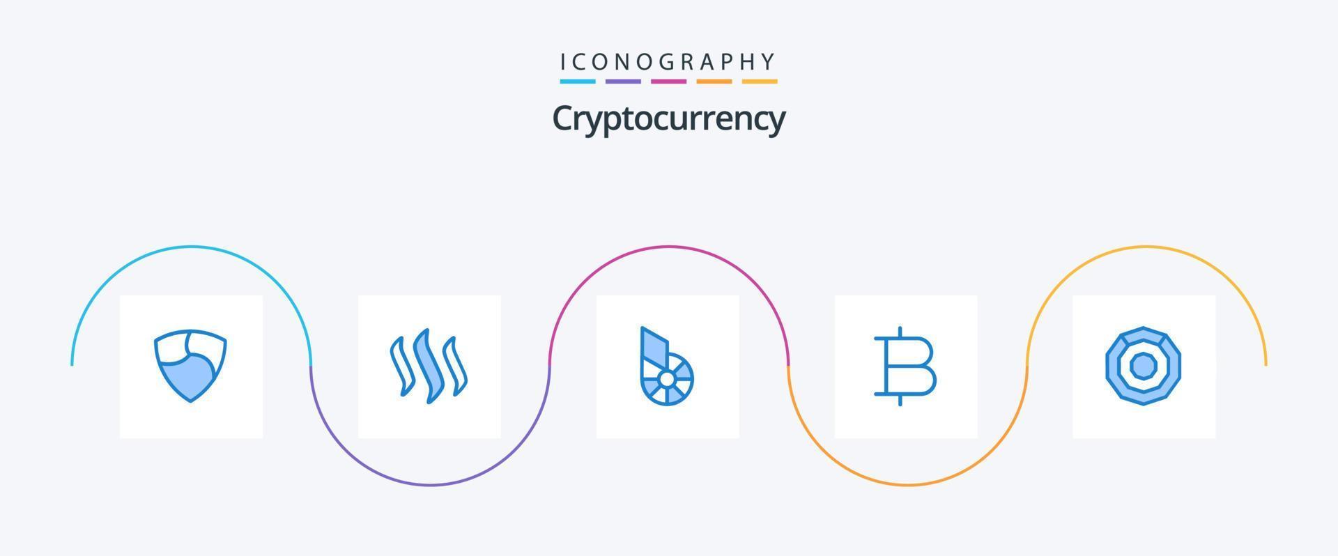 Cryptocurrency Blue 5 Icon Pack Including coin. money. currency. coin. crypto currency vector