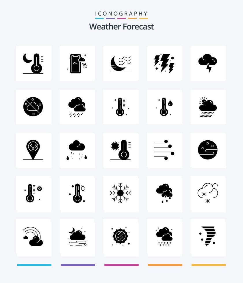 Creative Weather 25 Glyph Solid Black icon pack  Such As lightning. weather. moon. power. bolt vector