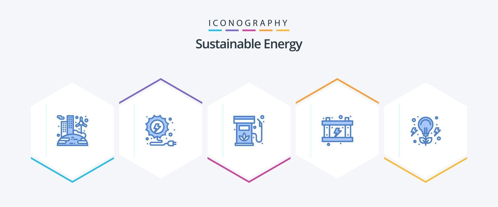 Sustainable Energy 25 Blue icon pack including energy. battery. diesel. power. electricity vector