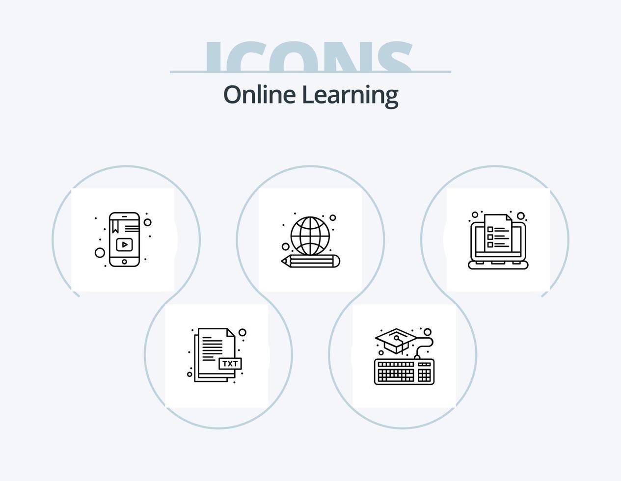 línea de aprendizaje en línea icono paquete 5 diseño de iconos. en línea. libro. en línea. en línea. hablado vector