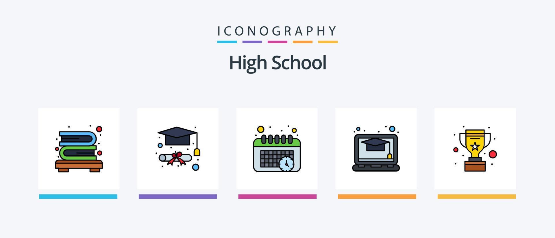 receta Pesimista Hora High School Line Filled 5 Icon Pack Including study timetable. reading time.  interior. education. calculator. Creative Icons Design 19203585 Vector Art  at Vecteezy