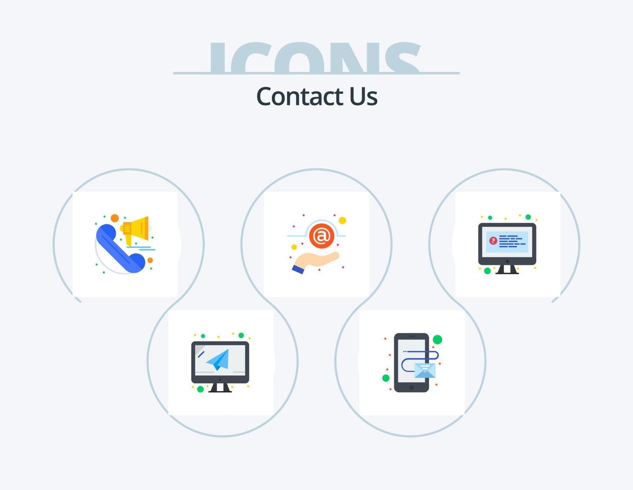 Contact Us Flat Icon Pack 5 Icon Design. question. computer. call. support. message vector