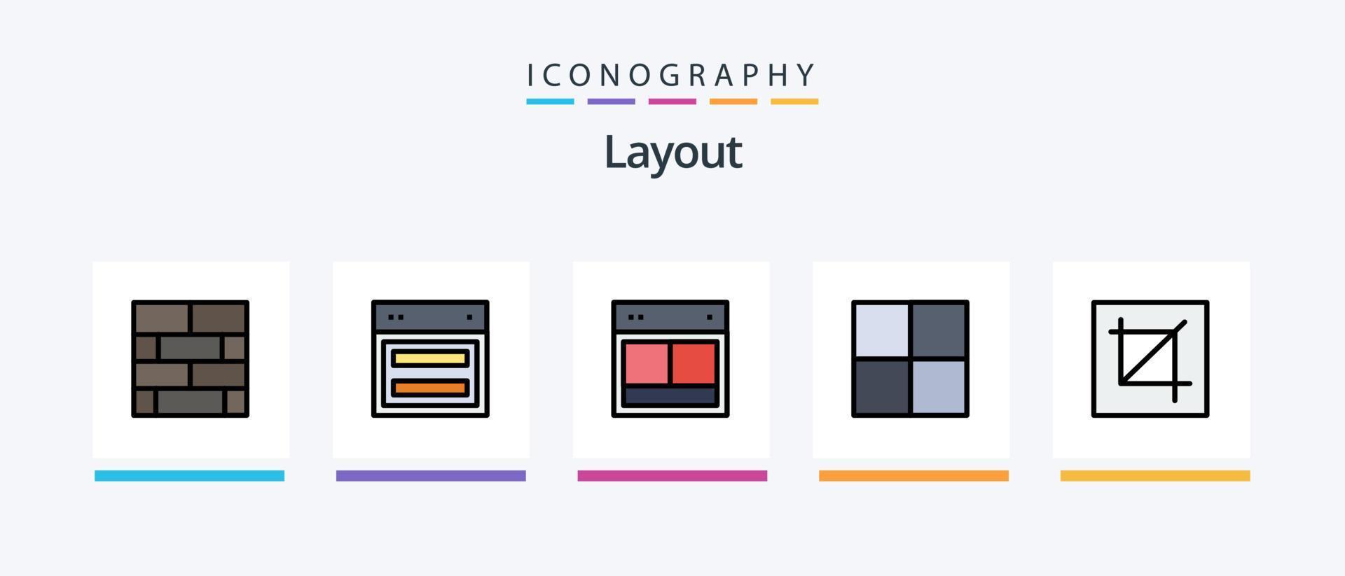 Layout Line Filled 5 Icon Pack Including layout. grid. ui. arrange. popup. Creative Icons Design vector