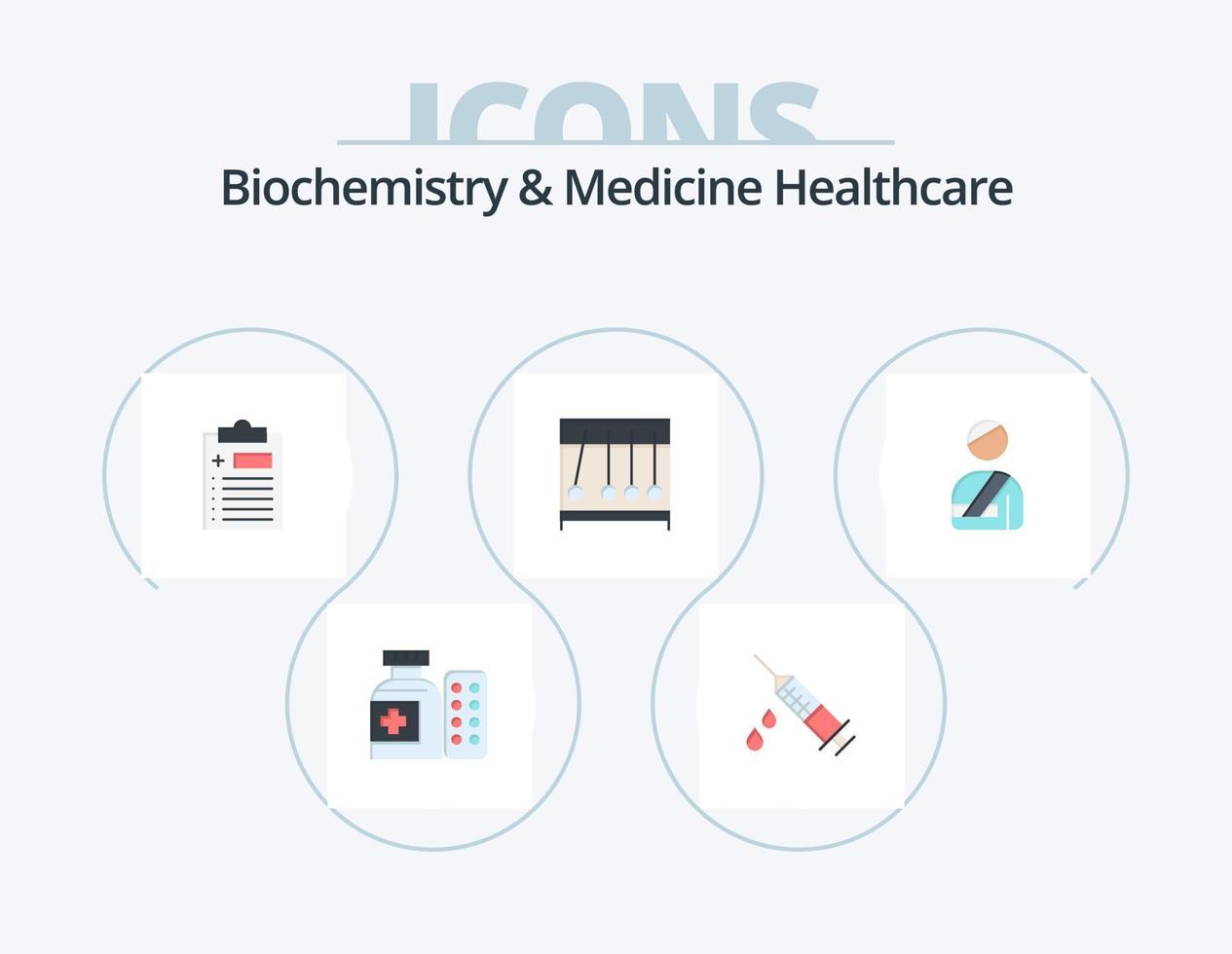 bioquímica y medicina cuidado de la salud paquete de iconos planos 5 diseño de iconos. usuario. medicamento. médico. médico. perpecul vector