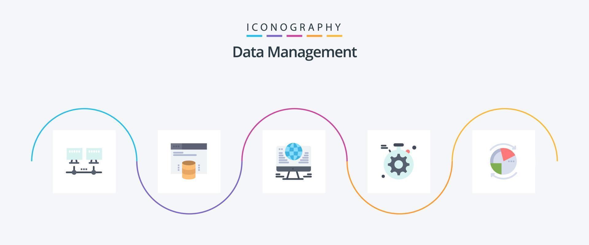 paquete de iconos flat 5 de gestión de datos que incluye gráfico. datos. conexión. engranaje vector