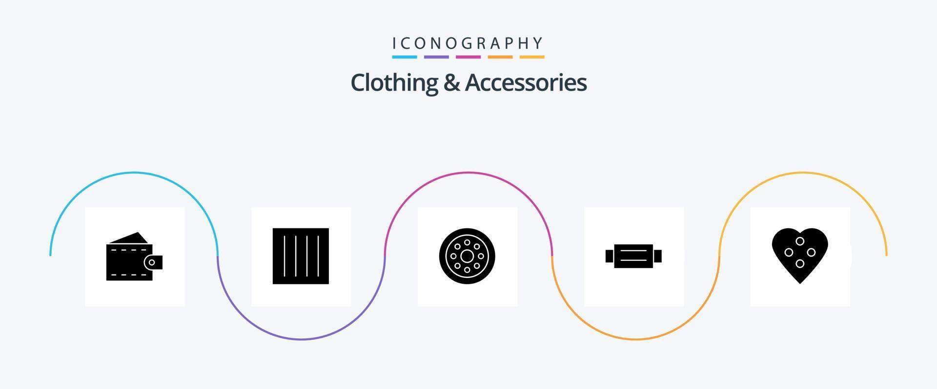 paquete de iconos de glifo 5 de ropa y accesorios que incluye el botón. moda. lavadero. cinturón. ruedas vector