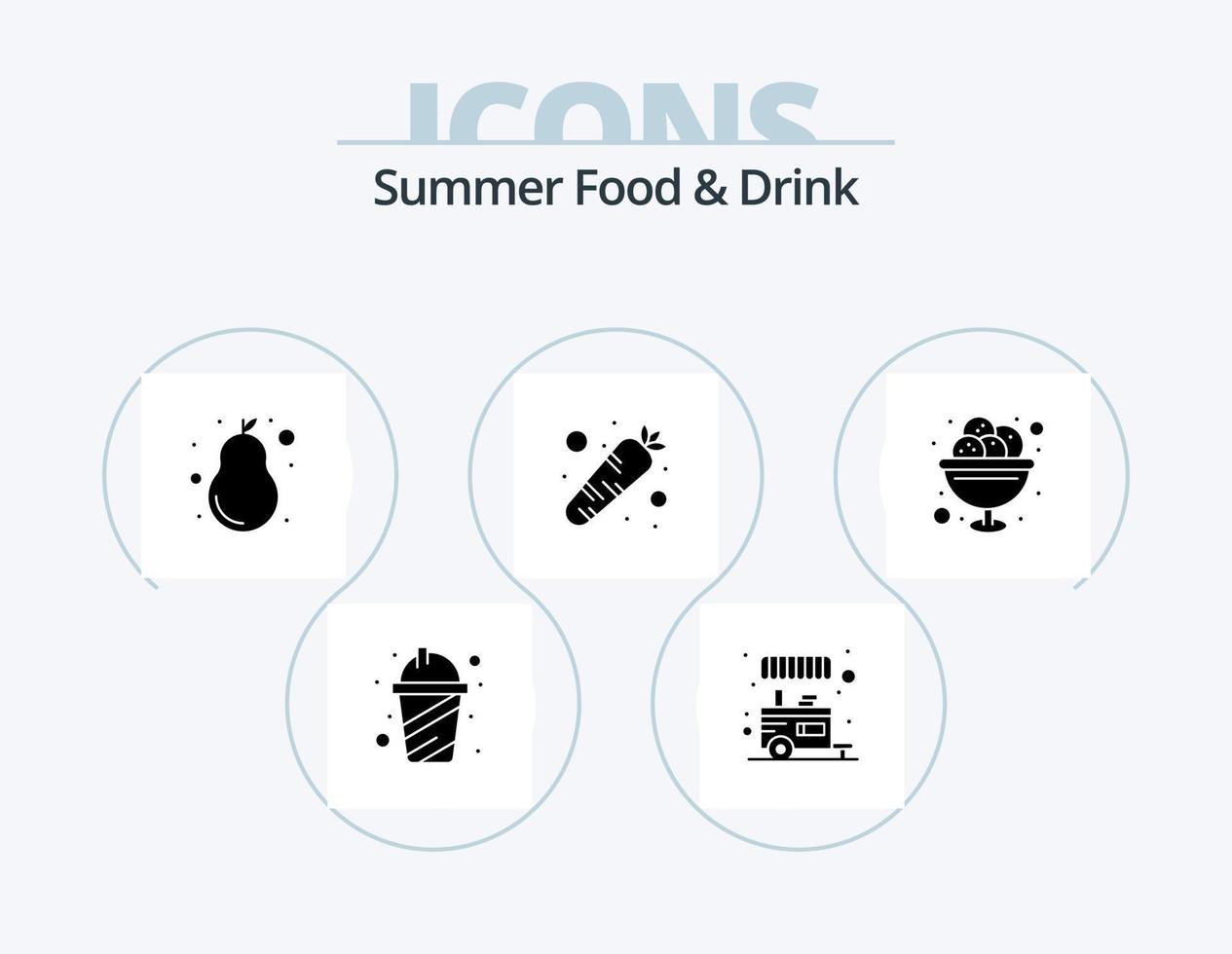 Summer Food and Drink Glyph Icon Pack 5 Icon Design. cream. vegetable. fruits. seasoning. carrot vector