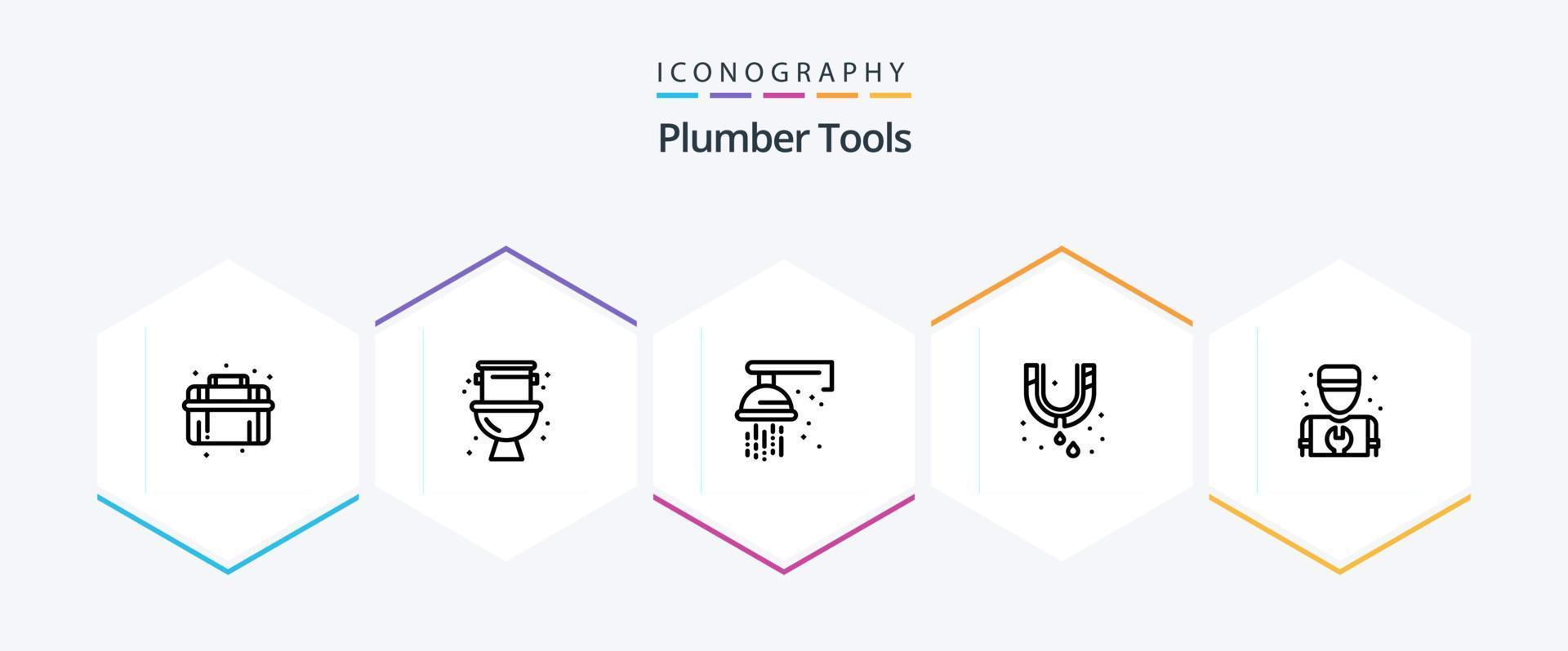 Plumber 25 Line icon pack including . repair. leak. plumber. man vector