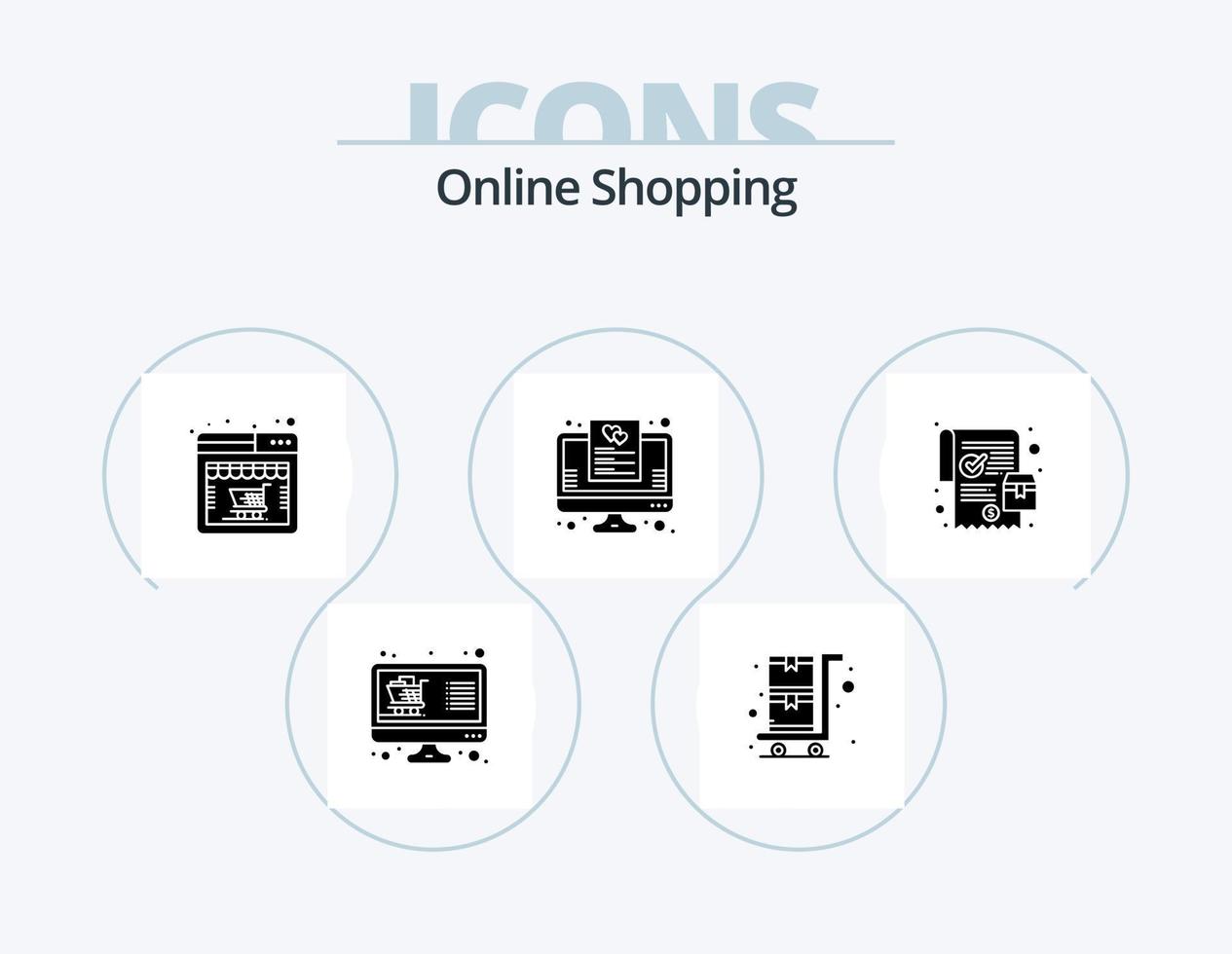 paquete de iconos de glifos de compras en línea 5 diseño de iconos. móvil. lista. favorito. tienda en línea vector