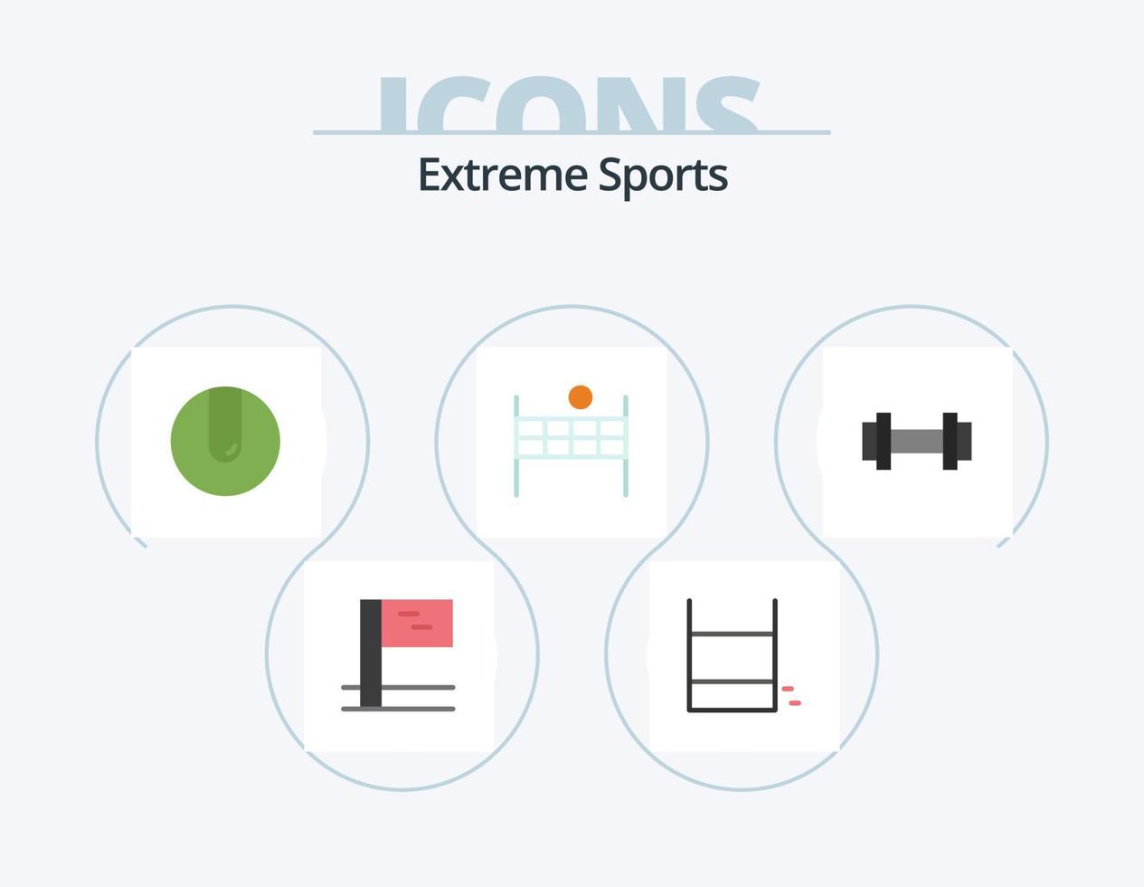 deporte icono plano paquete 5 diseño de iconos. . peso. deporte. capacitación. gimnasia vector