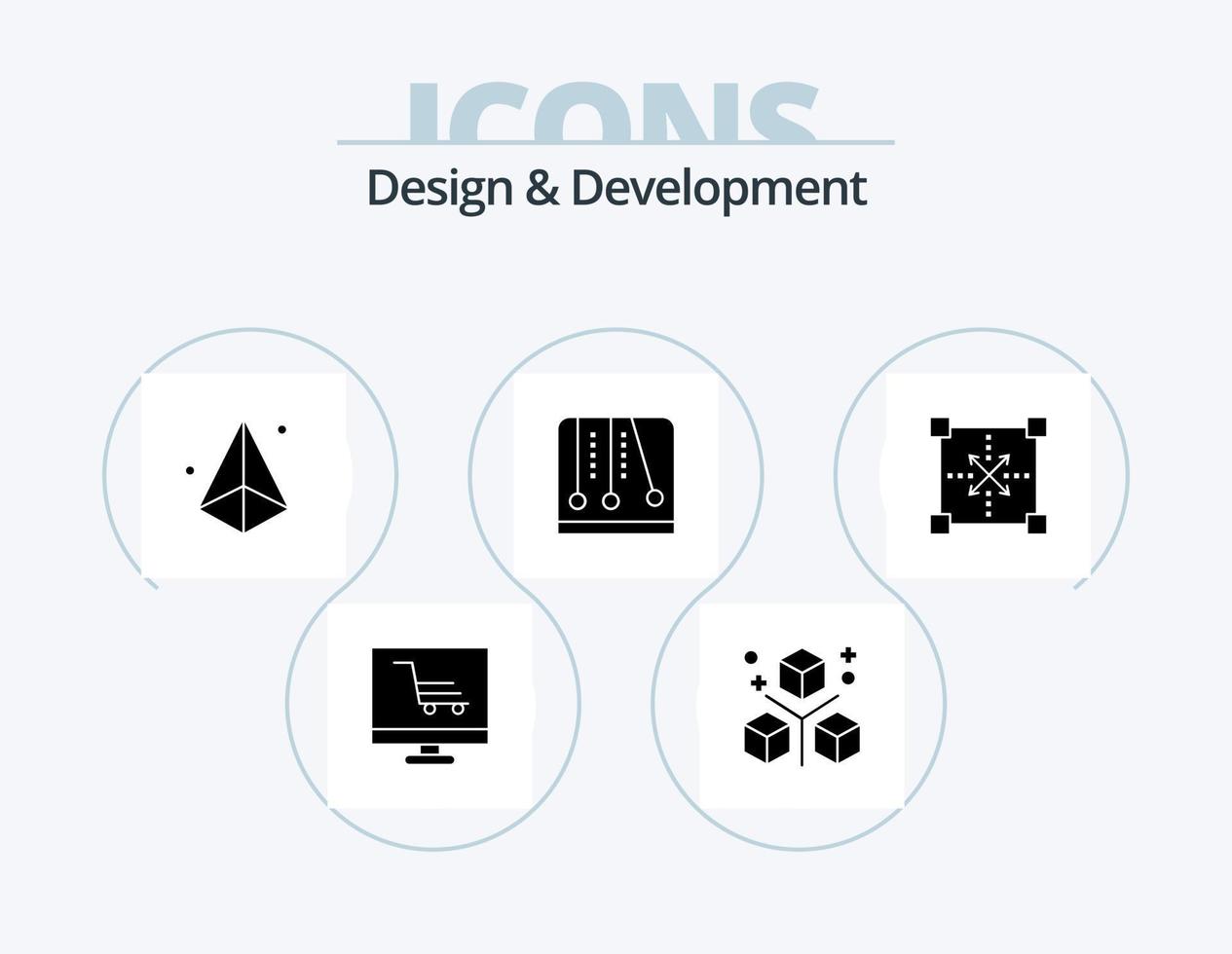 Design and Development Glyph Icon Pack 5 Icon Design. video game. game. programing. development. modeling vector