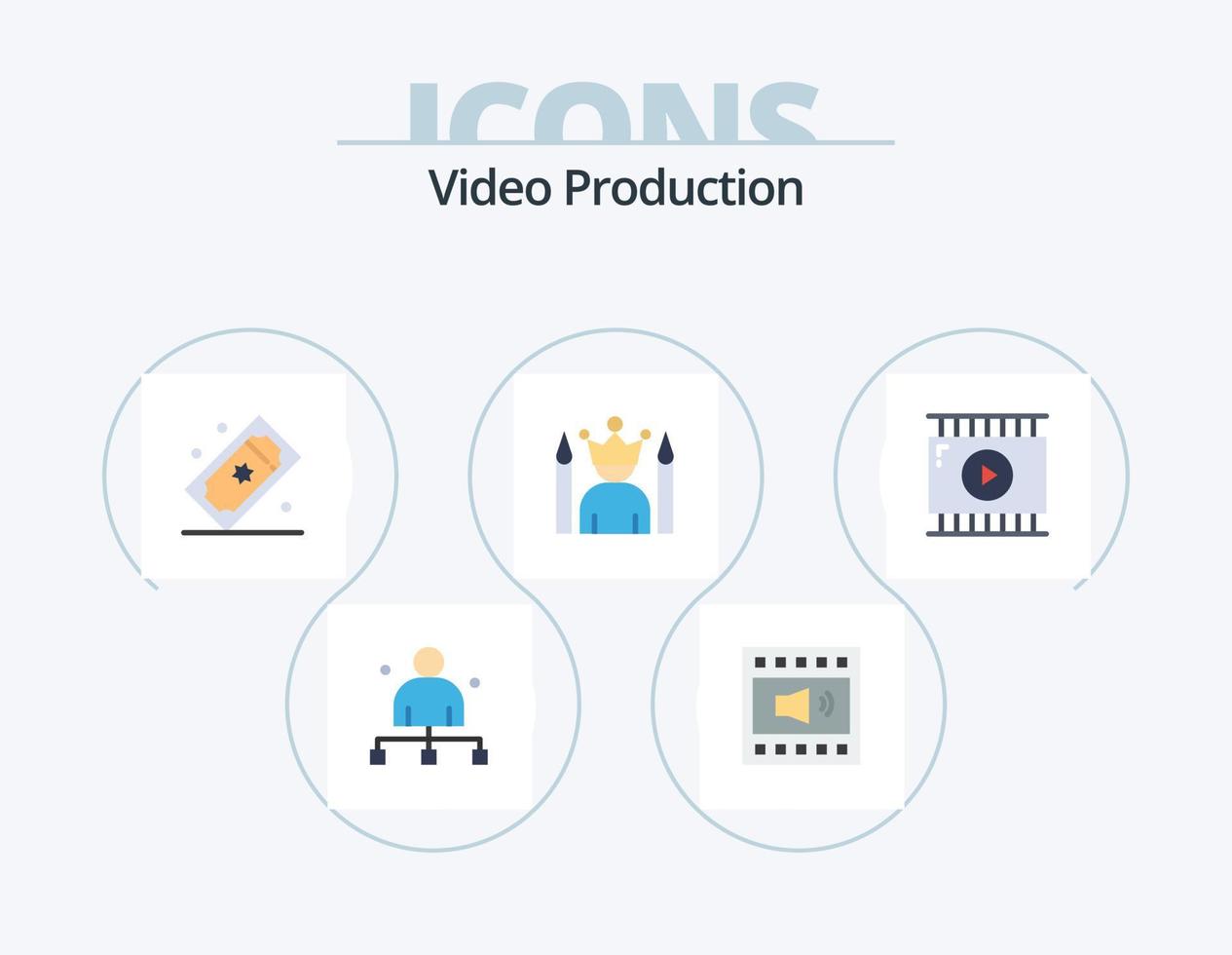 diseño de iconos de paquete de iconos planos de producción de video 5. estrella. celebridad. vocero. Entradas. entradas de cine vector