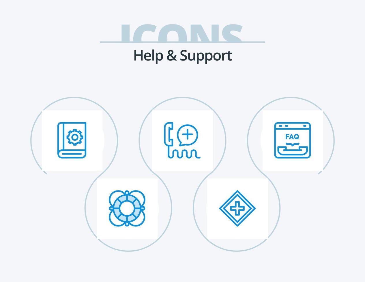 Help And Support Blue Icon Pack 5 Icon Design. help. add. service. service. help vector