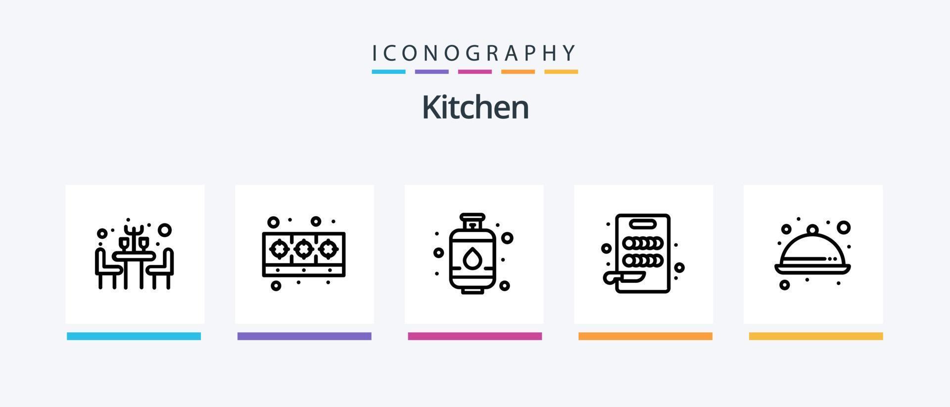 paquete de iconos de línea de cocina 5 que incluye. alimento. mortero. licuadora. borrar. diseño de iconos creativos vector