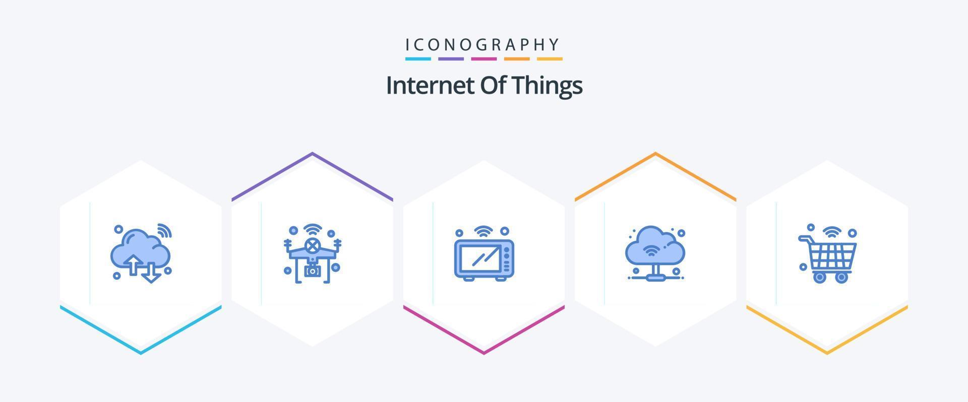 internet de las cosas 25 paquete de iconos azules que incluye wifi. nube. cosas. Wifi. microonda vector