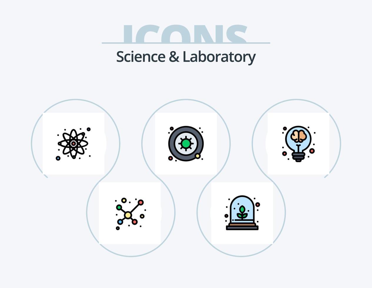 Science Line Filled Icon Pack 5 Icon Design. virus. bacteria. lab. info. experiment vector