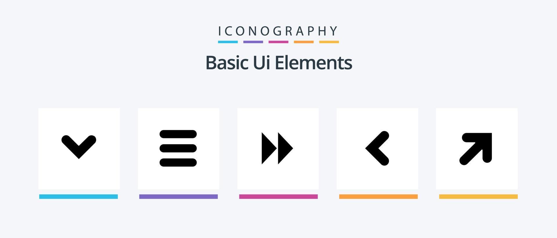 Basic Ui Elements Glyph 5 Icon Pack Including right. arrow. forward. left. back. Creative Icons Design vector