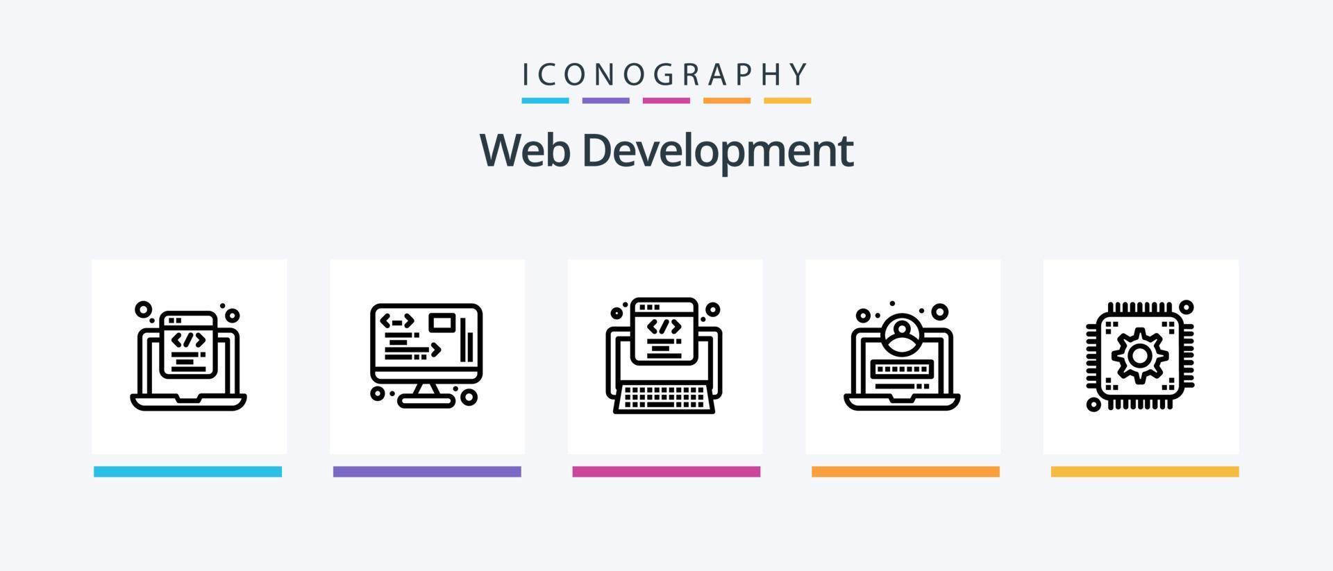 Web Development Line 5 Icon Pack Including development. storage. development. server. data. Creative Icons Design vector