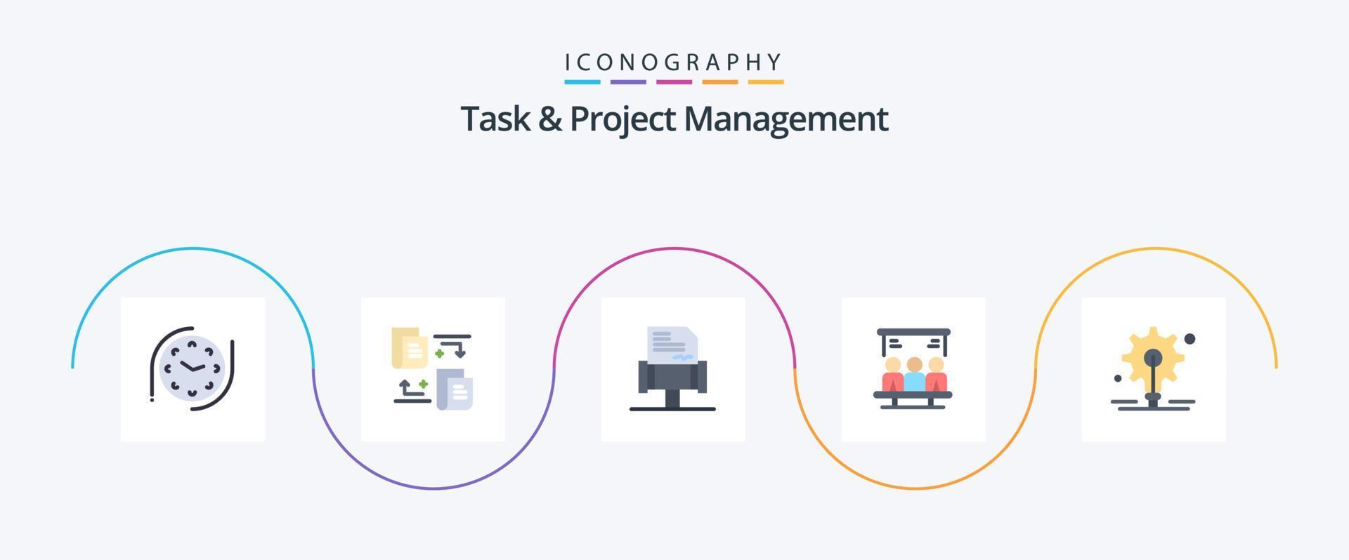 Task And Project Management Flat 5 Icon Pack Including . idea. rules. gear. user vector