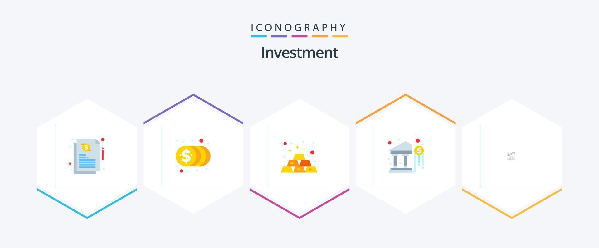 Investment 25 Flat icon pack including investment. growth. gold. money. dollar vector