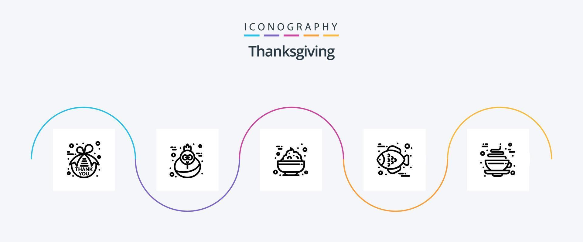 paquete de iconos de la línea 5 de acción de gracias que incluye . taza. alimento. café. acción de gracias vector