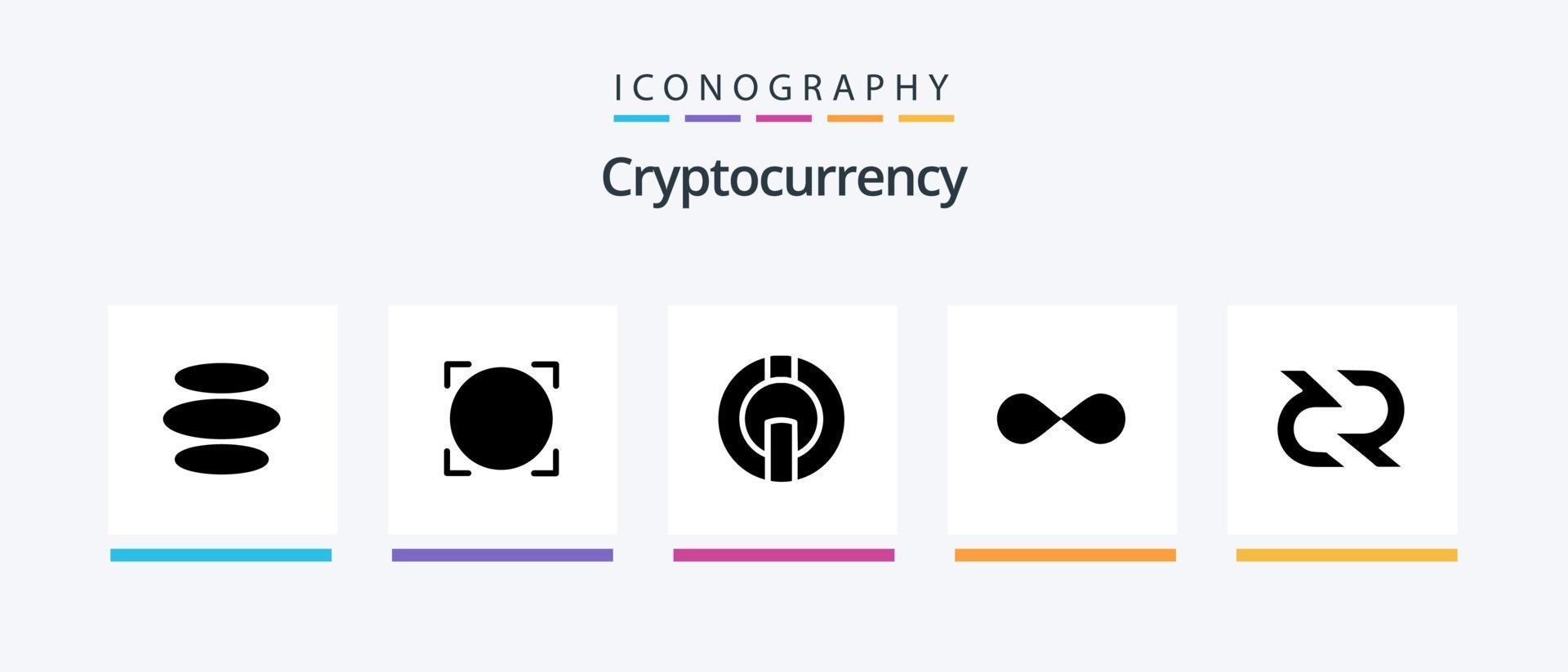 Cryptocurrency Glyph 5 Icon Pack Including blockchain . crypto . crypto currency. coin. Creative Icons Design vector