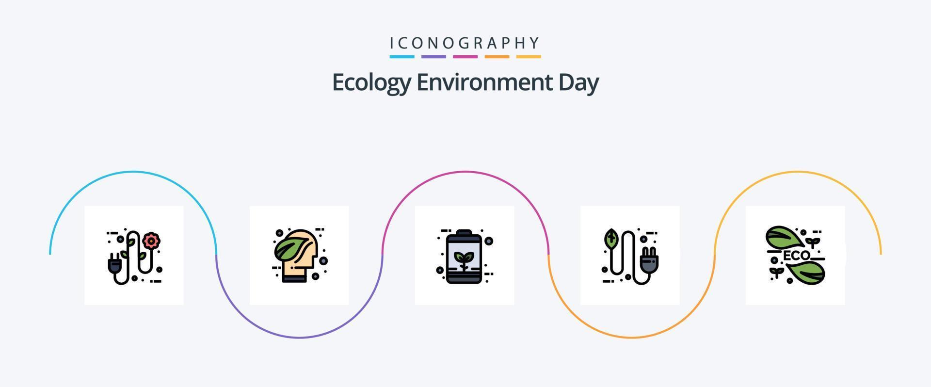 Ecology Line Filled Flat 5 Icon Pack Including electricity. concept. think. bio. energy vector