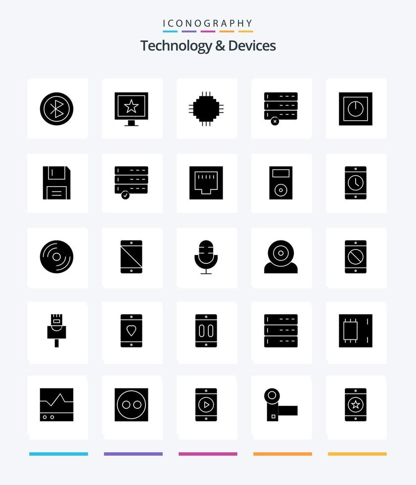 Creative Devices 25 Glyph Solid Black icon pack  Such As electronics. devices. chip. data. equipment vector