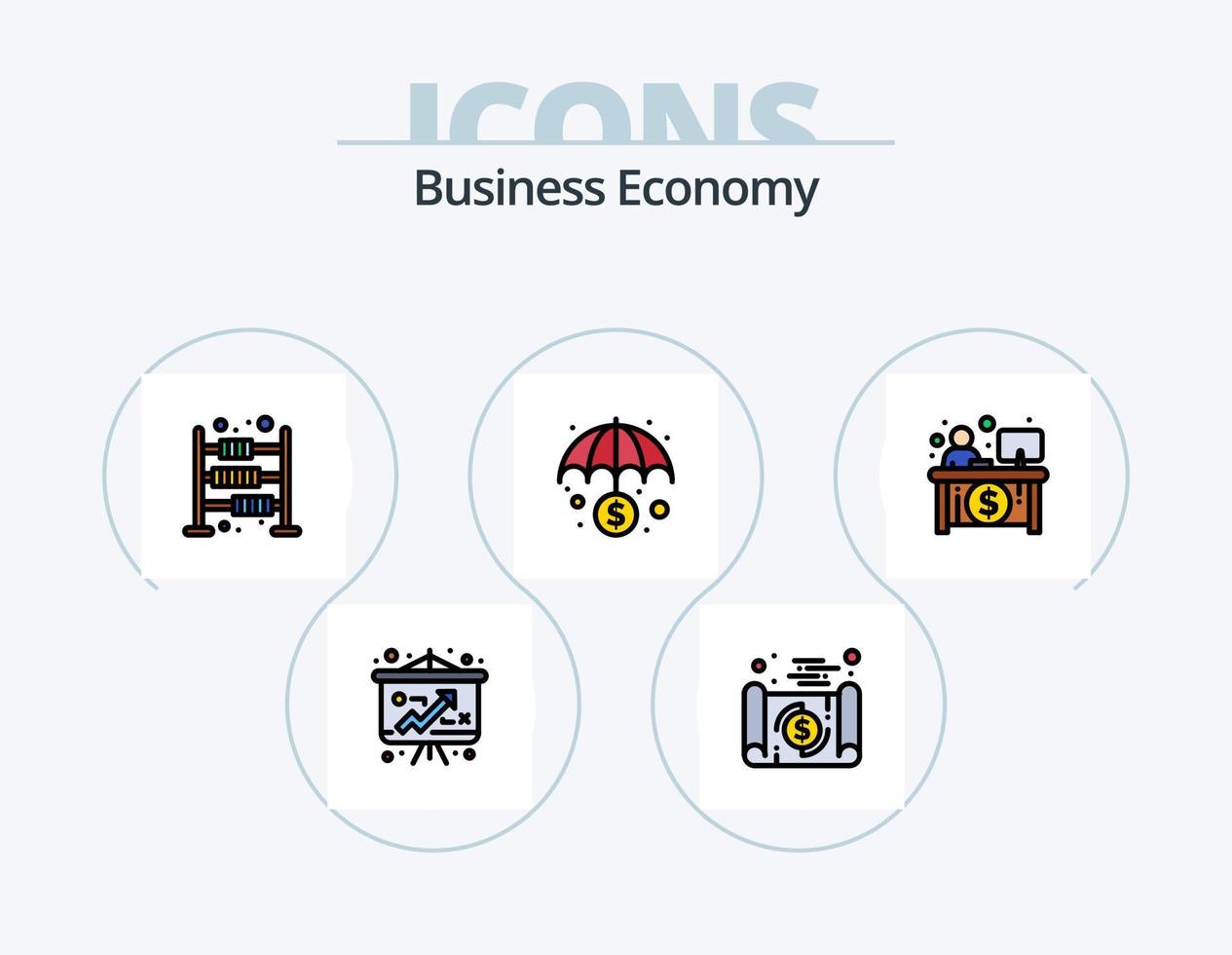 Economy Line Filled Icon Pack 5 Icon Design. economy. teller. banking. finance. business vector