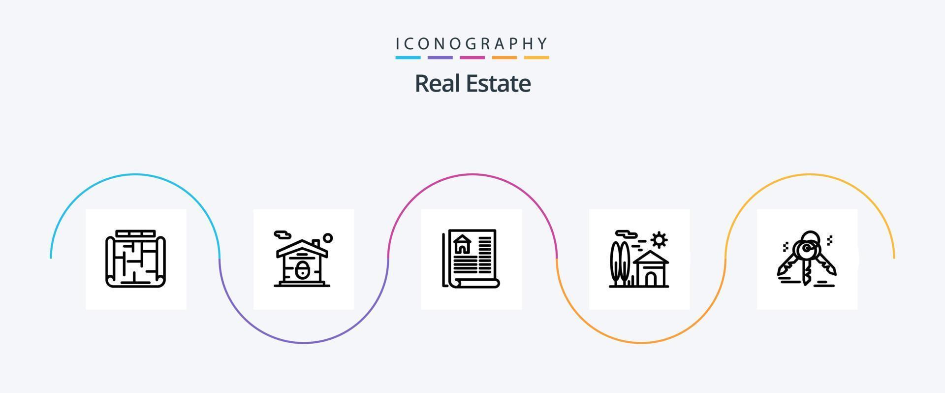 Real Estate Line 5 Icon Pack Including property . estate . lock . estate vector